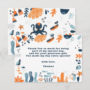 Tarjeta De Agradecimiento cumpleaños de niños nórdicos bajo el mar