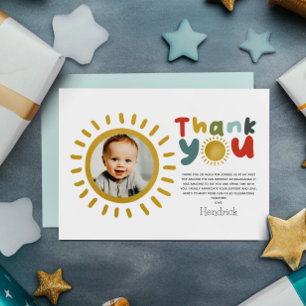 Tarjeta De Agradecimiento Cumpleaños de niños primera vuelta alrededor del s
