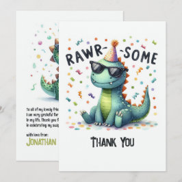 Tarjeta De Agradecimiento Cumpleaños de niños “Rawr-some” Dinosaurio lindo