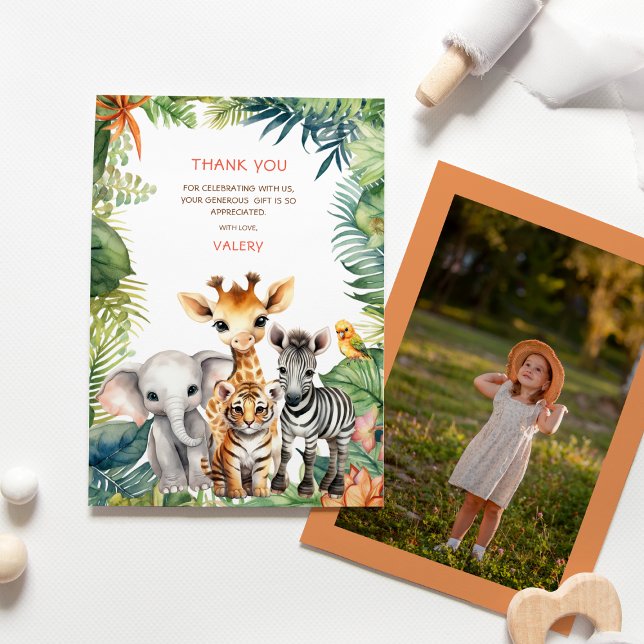 Tarjeta De Agradecimiento Cumpleaños de niños Safari de la jungla Animales p (Subido por el creador)