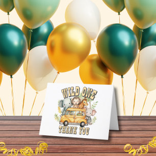 Tarjeta De Agradecimiento Cumpleaños de niños salvajes safari animales 
