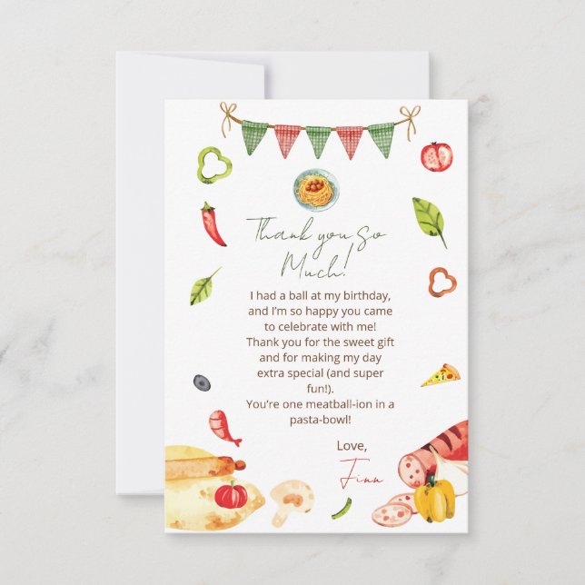 Tarjeta De Agradecimiento Cumpleaños de nuestra pequeña albóndiga (Anverso)