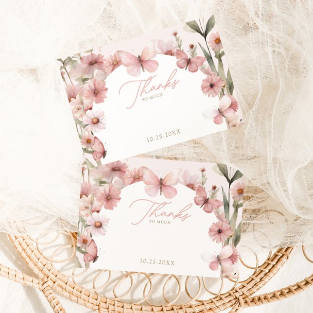 Tarjeta De Agradecimiento Cumpleaños de nuestros Chicas rosados de mariposa (Subido por el creador)