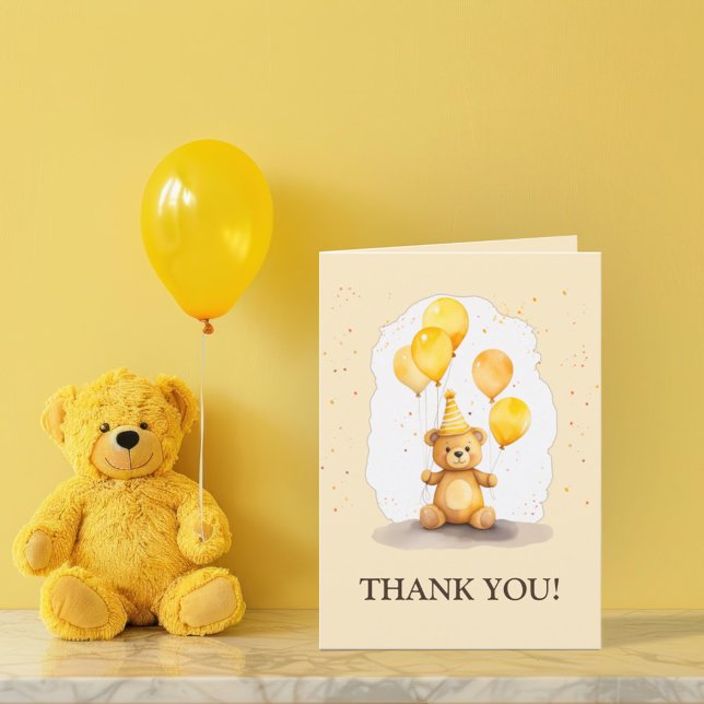 Tarjeta De Agradecimiento Cumpleaños de oso primer cumpleaños género neutral (Subido por el creador)