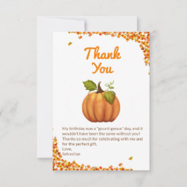 Tarjeta De Agradecimiento Cumpleaños de Otoño de Nuestra Pequeña Calabaza