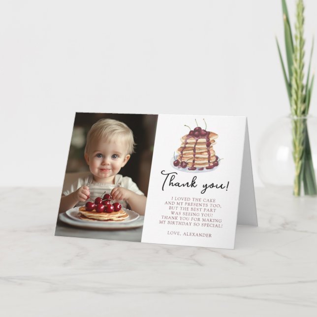 Tarjeta De Agradecimiento Cumpleaños de Pancakes de Acuarela (Anverso)