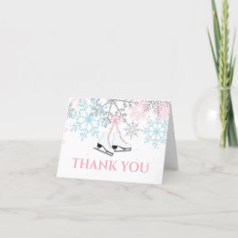 Tarjeta De Agradecimiento Cumpleaños de patinaje sobre hielo copos de nieve