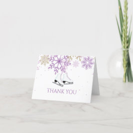 Tarjeta De Agradecimiento Cumpleaños de patinaje sobre hielo Morado Dorado C
