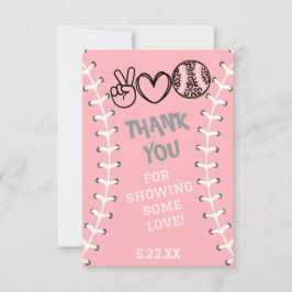 Tarjeta De Agradecimiento Cumpleaños de Paz Amor Softbol
