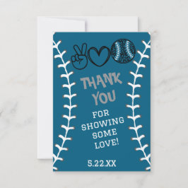 Tarjeta De Agradecimiento Cumpleaños de Peace Love Softball