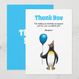 Tarjeta De Agradecimiento Cumpleaños de Penguin