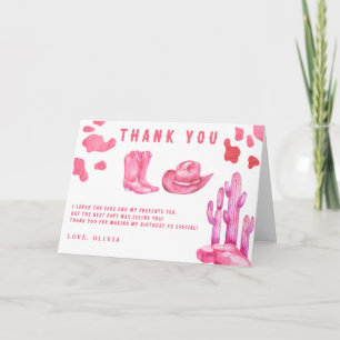 Tarjeta De Agradecimiento Cumpleaños de pequeña vaquera Gracias