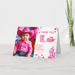 Tarjeta De Agradecimiento Cumpleaños de pequeña vaquera Gracias