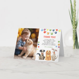 Tarjeta De Agradecimiento Cumpleaños de perro al agua al primer año