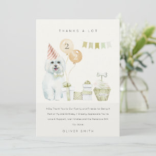 Tarjeta De Agradecimiento Cumpleaños de perro de acuarela verde lindo de cua