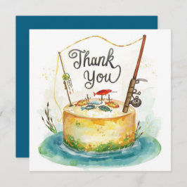 Tarjeta De Agradecimiento Cumpleaños de pesca con gancho de diversión 