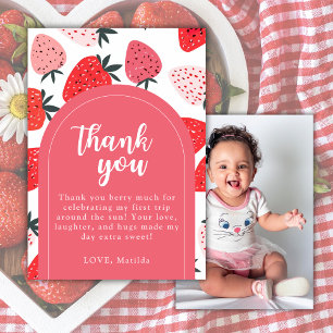 Tarjeta De Agradecimiento Cumpleaños de Photo Berry Primer Cumpleaños Primer