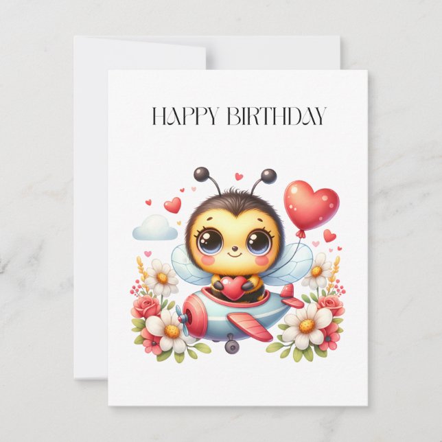 Tarjeta De Agradecimiento Cumpleaños de piloto abeja (Anverso)