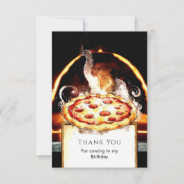 Tarjeta De Agradecimiento Cumpleaños de Pizza Simple para Niños