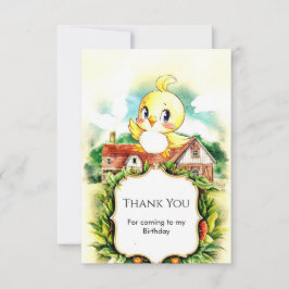 Tarjeta De Agradecimiento Cumpleaños de Pollo Encantador Lindo