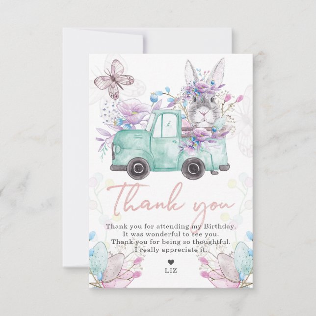 Tarjeta De Agradecimiento Cumpleaños de primavera (Anverso)