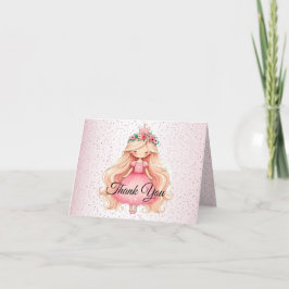 Tarjeta De Agradecimiento Cumpleaños de princesa rosa acuarela lindo