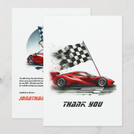 Tarjeta De Agradecimiento Cumpleaños de Race Car