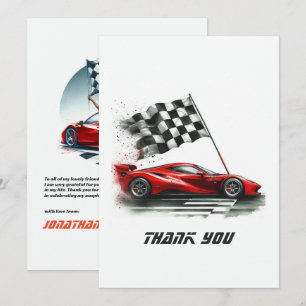Tarjeta De Agradecimiento Cumpleaños de Race Car