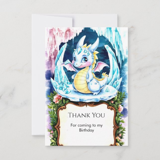 Tarjeta De Agradecimiento Cumpleaños de Radiant Happy Dragon (Anverso)