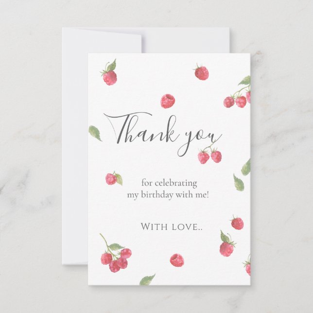 Tarjeta De Agradecimiento Cumpleaños de Raspberry Sweet Berry (Anverso)