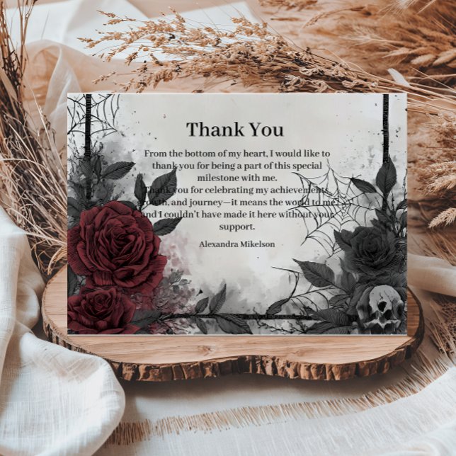 Tarjeta De Agradecimiento Cumpleaños de Rosas de Sangre Góticas (Subido por el creador)