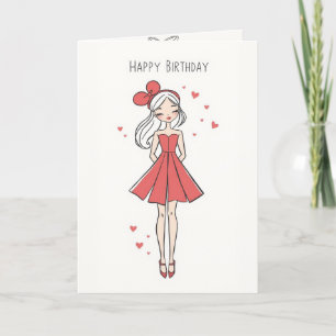 Tarjeta De Agradecimiento Cumpleaños de San Valentín - chica preadolescente