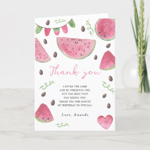 Tarjeta De Agradecimiento Cumpleaños de sandías con acuarela gracias