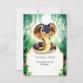 Tarjeta De Agradecimiento Cumpleaños de Serpiente con Acuarela Encantada