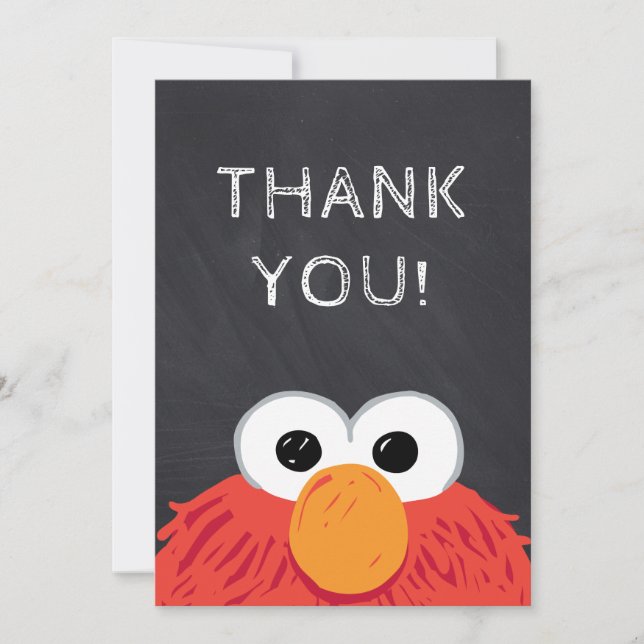 Tarjeta De Agradecimiento Cumpleaños de Sesame Street Elmo Pizarra Gracias (Anverso)