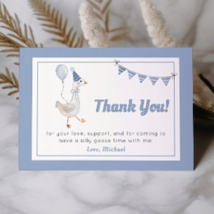 Tarjeta De Agradecimiento Cumpleaños de Silly Goose Blue Boy