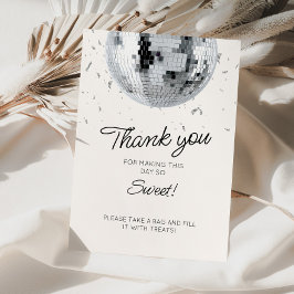 Tarjeta De Agradecimiento Cumpleaños de Silver Disco Ball