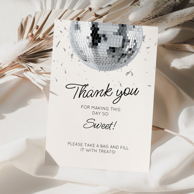 Tarjeta De Agradecimiento Cumpleaños de Silver Disco Ball (Subido por el creador)