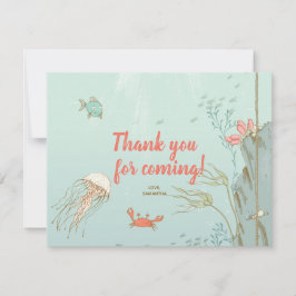 Tarjeta De Agradecimiento Cumpleaños de sirena bajo el mar Gracias