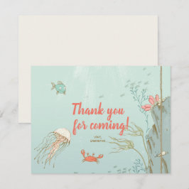 Tarjeta De Agradecimiento Cumpleaños de sirena bajo el mar Gracias