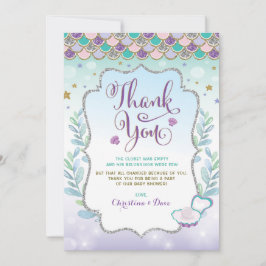 Tarjeta De Agradecimiento Cumpleaños de sirena bajo el mar océano playa