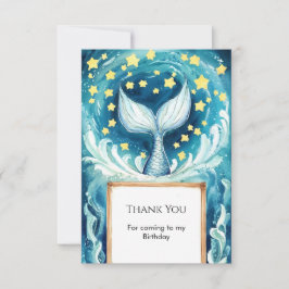 Tarjeta De Agradecimiento Cumpleaños de Sirena con Acuarela Caprichosa