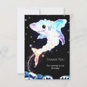 Tarjeta De Agradecimiento Cumpleaños de Tiburón Azul de Aguas Profundas Simp