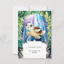 Tarjeta De Agradecimiento Cumpleaños de Tortuga de los Pastel Magical Kids