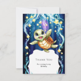 Tarjeta De Agradecimiento Cumpleaños de Tortuga Infantil Simple y Lindo