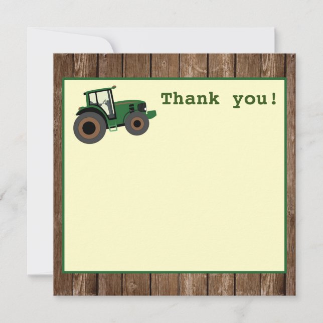Tarjeta De Agradecimiento Cumpleaños de Tractor Agradecimiento, Cumpleaños d (Anverso)