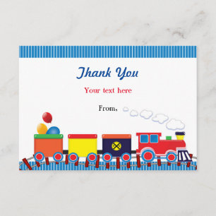 Tarjeta De Agradecimiento Cumpleaños de tren para niños coloridos agradecimi