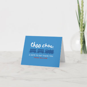 Tarjeta De Agradecimiento Cumpleaños de tren personalizado azul rojo