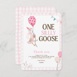 Tarjeta De Agradecimiento Cumpleaños de un ganso tonto, cumpleaños de niña 1