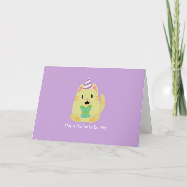 Tarjeta De Agradecimiento Cumpleaños de un gato lindo (Anverso)
